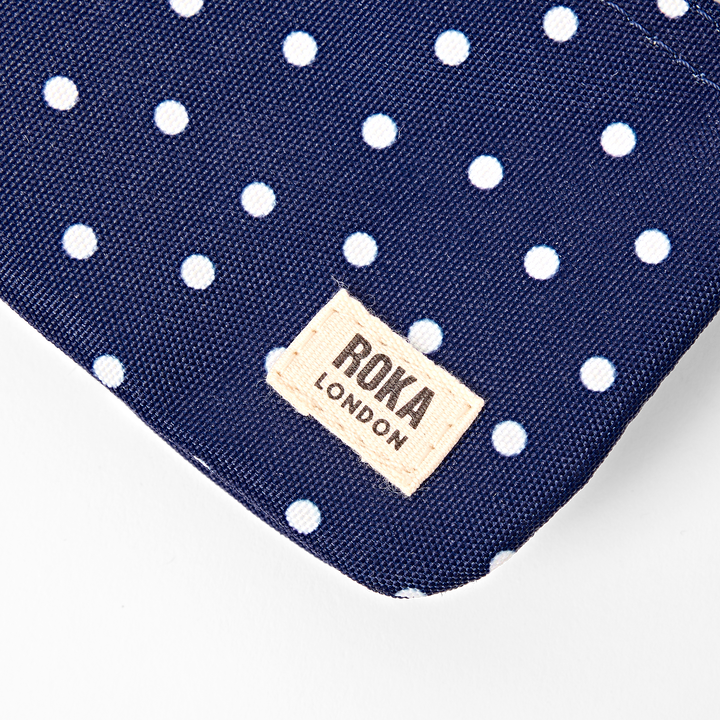 Carnaby Wallet in Navy Polka Dot