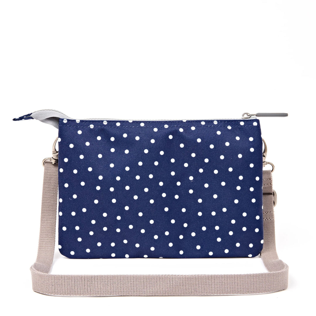Carnaby Crossbody Bag in Navy Polka Dot