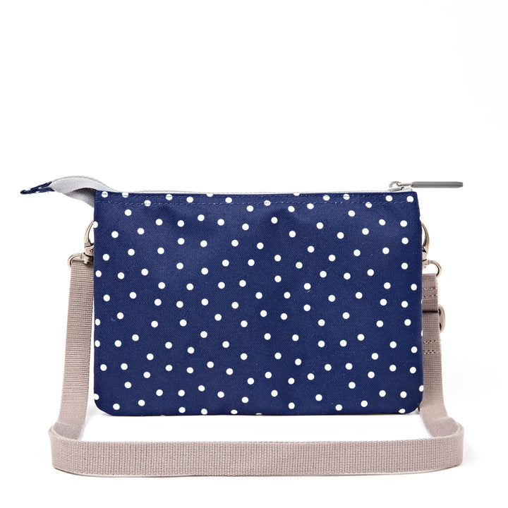 Carnaby Crossbody Bag in Navy Polka Dot