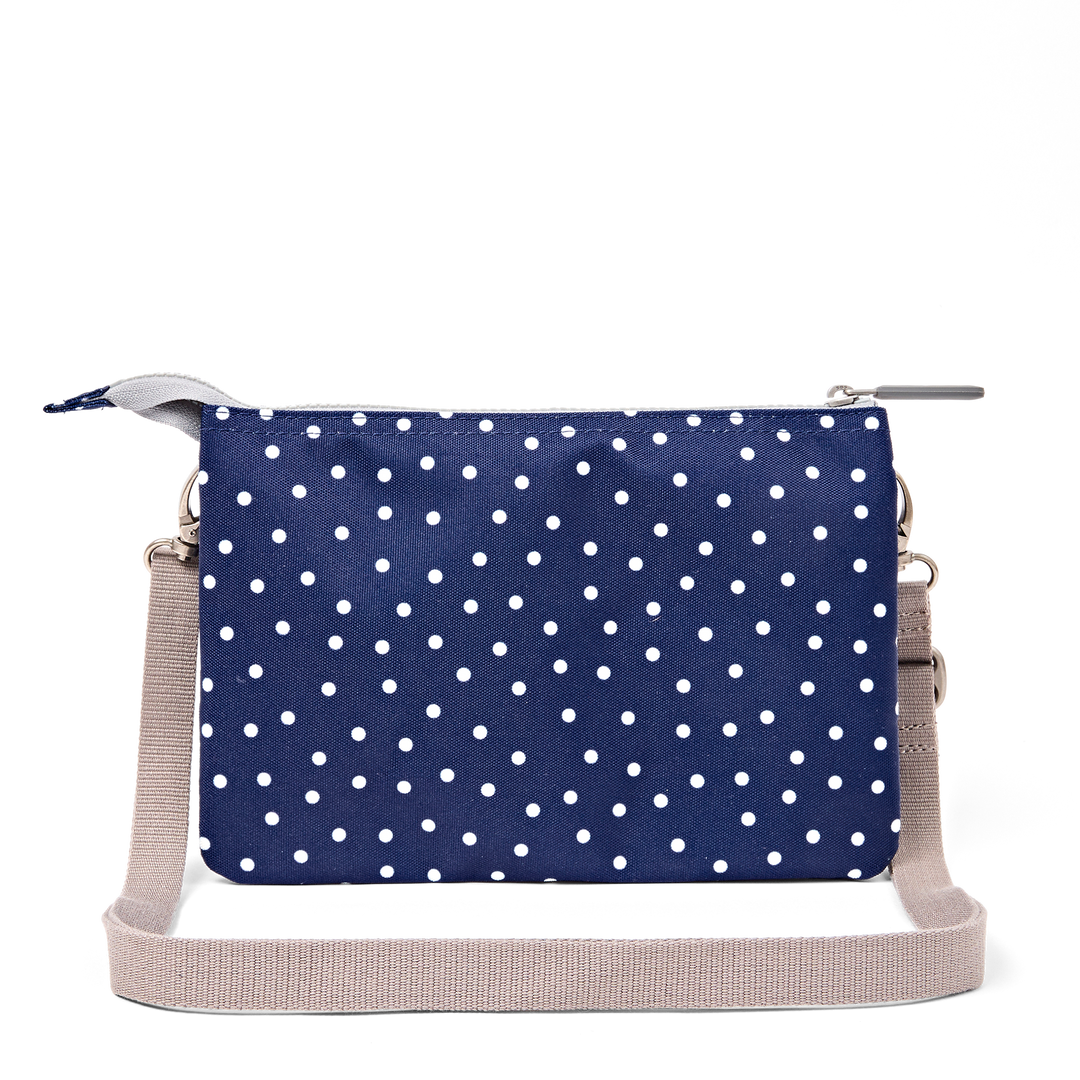 Carnaby Crossbody Bag in Navy Polka Dot