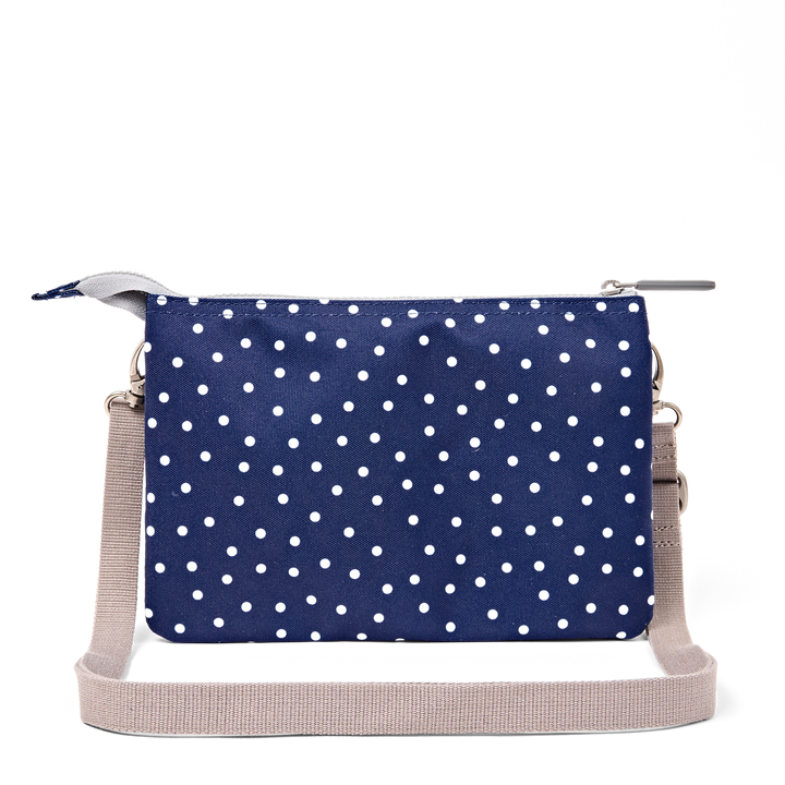 Carnaby Crossbody Bag in Navy Polka Dot