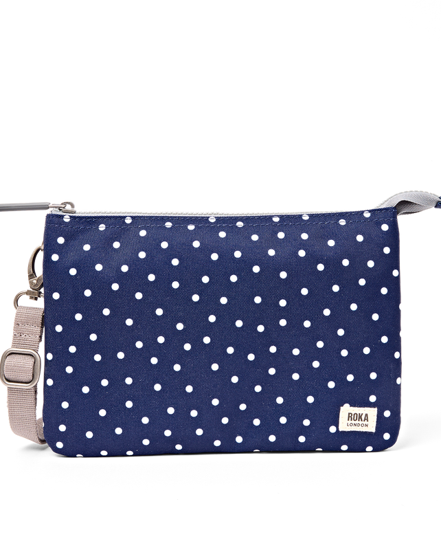 Carnaby Crossbody Bag in Navy Polka Dot