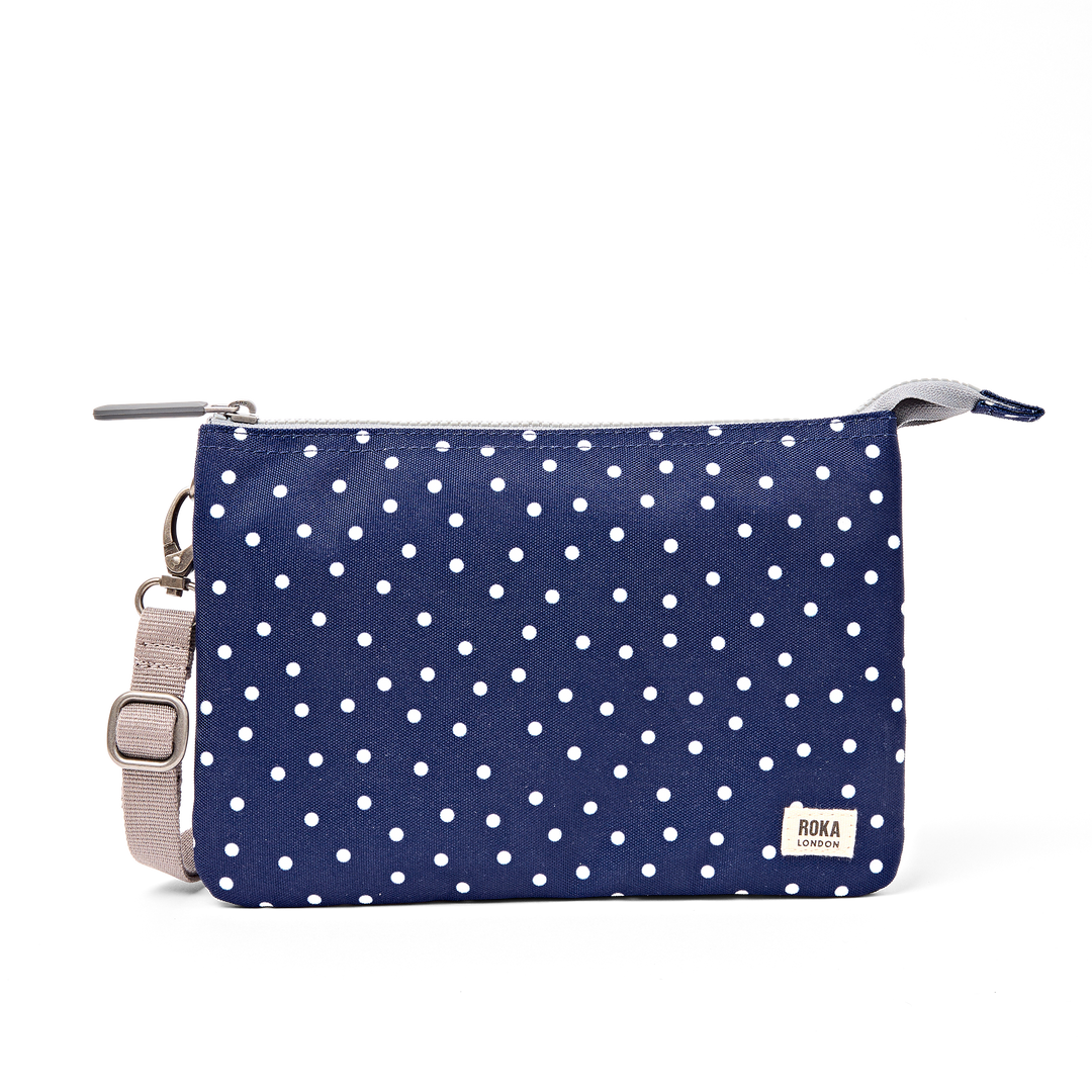 Carnaby Crossbody Bag in Navy Polka Dot