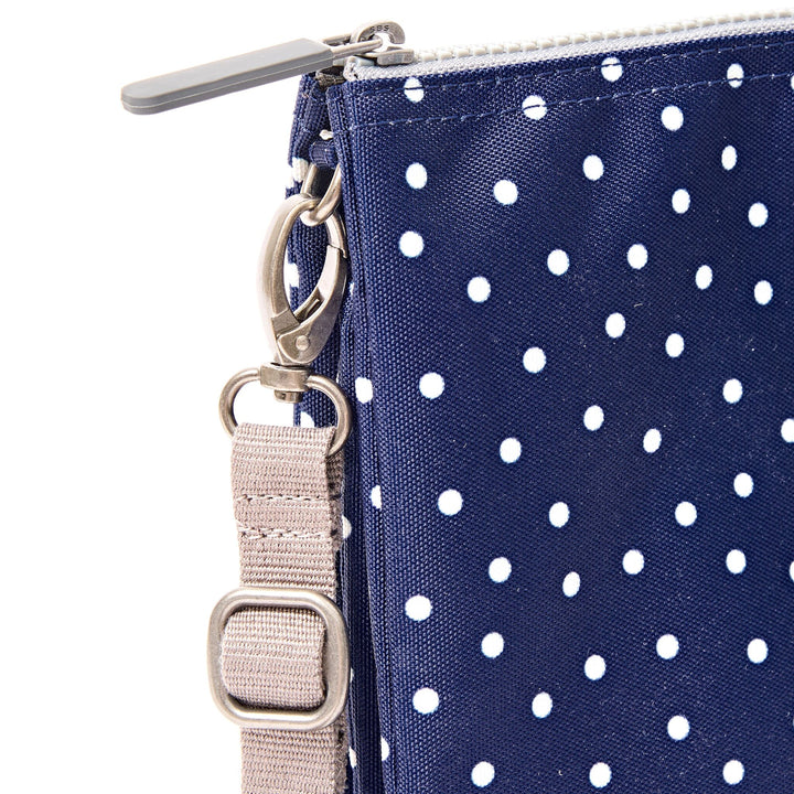 Carnaby Crossbody Bag in Navy Polka Dot