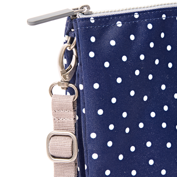 Carnaby Crossbody Bag in Navy Polka Dot