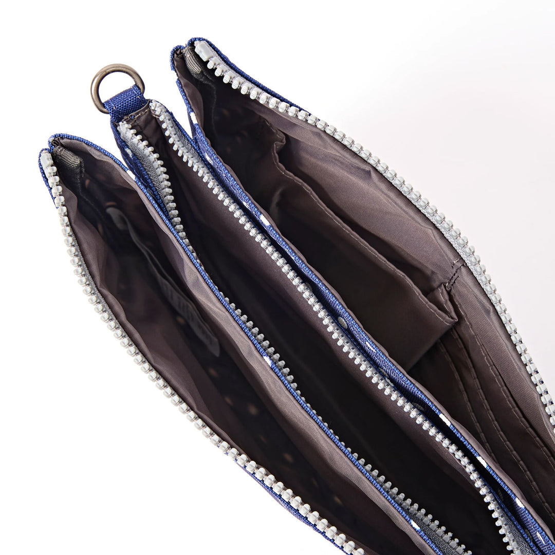 Carnaby Crossbody Bag in Navy Polka Dot
