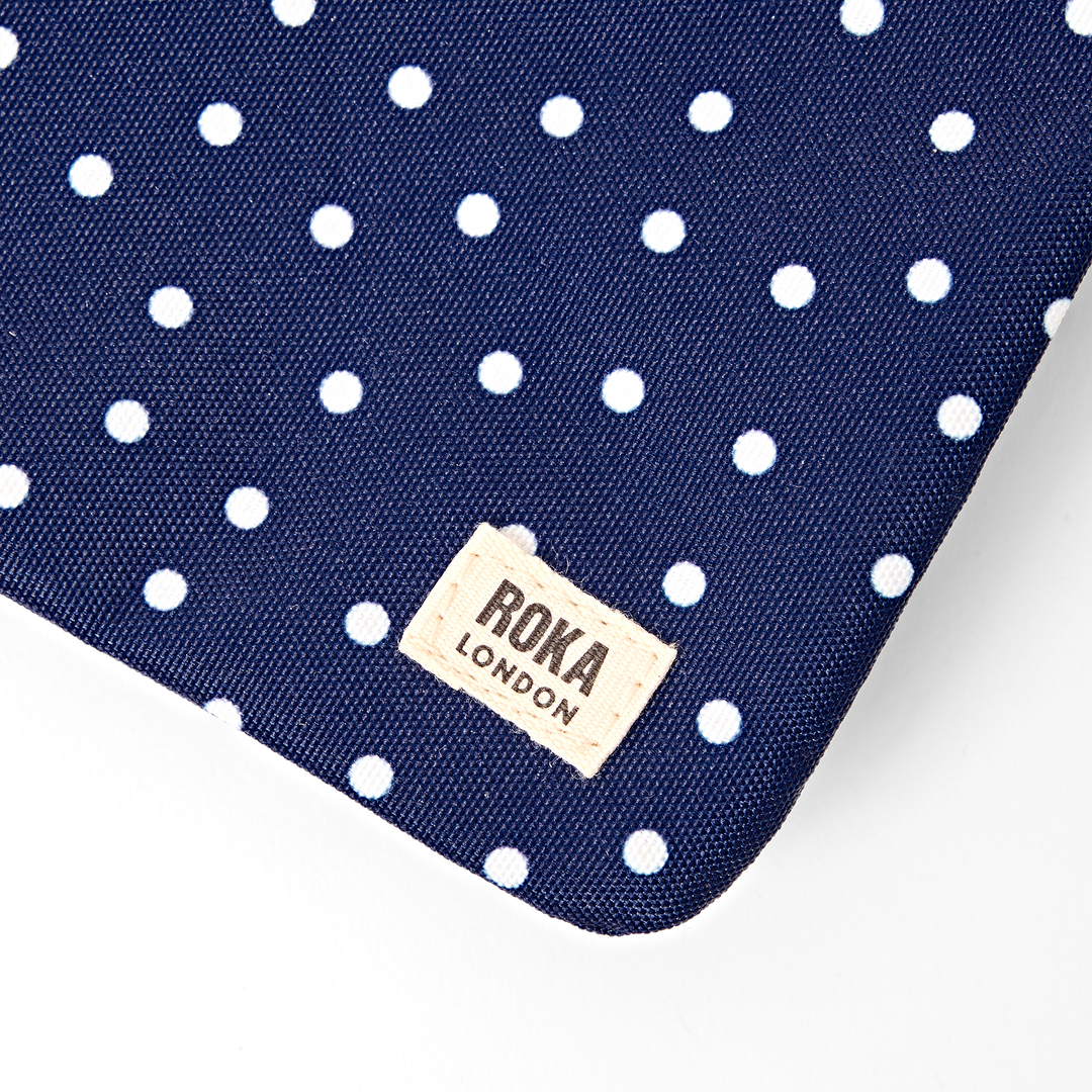 Carnaby Crossbody Bag in Navy Polka Dot