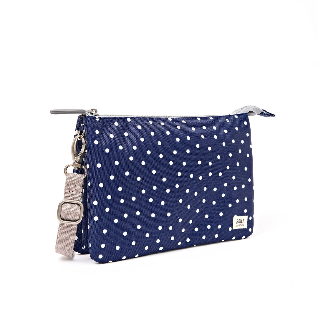 Carnaby Crossbody Bag in Navy Polka Dot