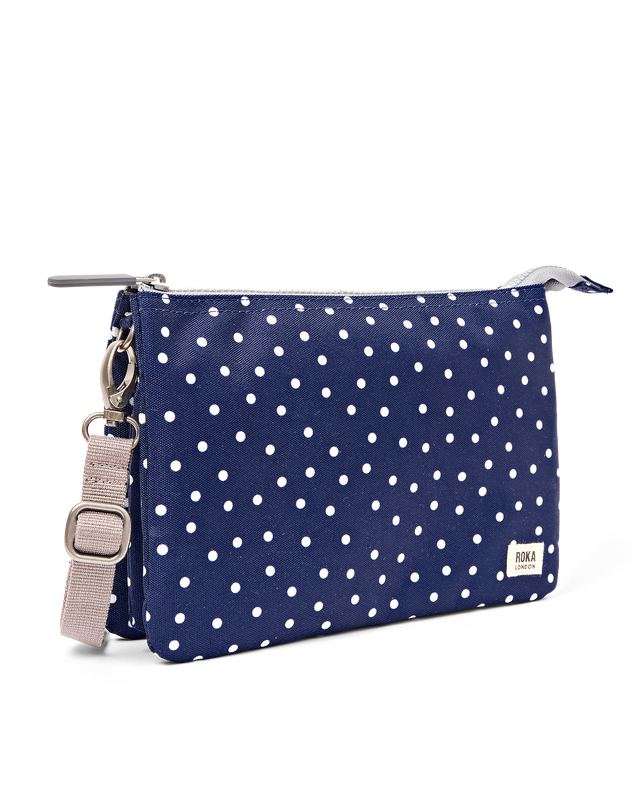 Carnaby Crossbody Bag in Navy Polka Dot