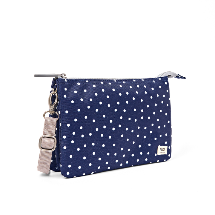 Carnaby Crossbody Bag in Navy Polka Dot
