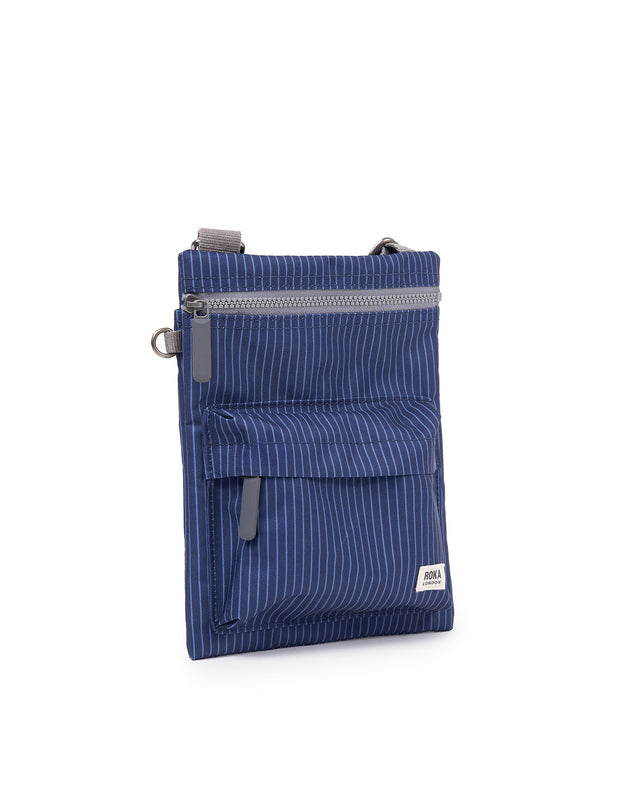 Chelsea B Crossbody Bag in Dark Denim Pin Stripe