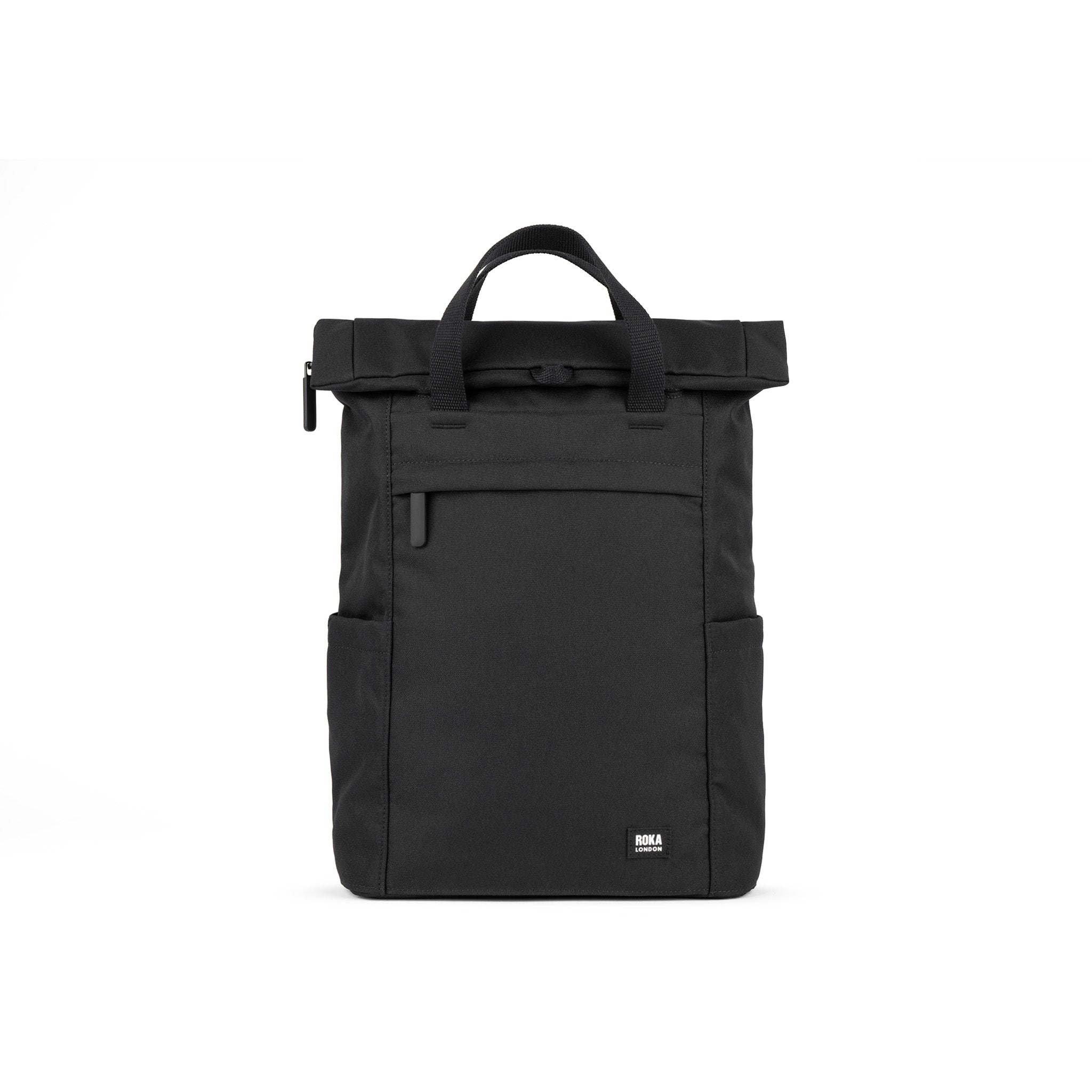 All Black Finchley Recycled Eco Friendly Backpacks ROKA London