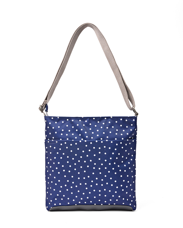 Kennington Crossbody Bag in Navy Polka Dot