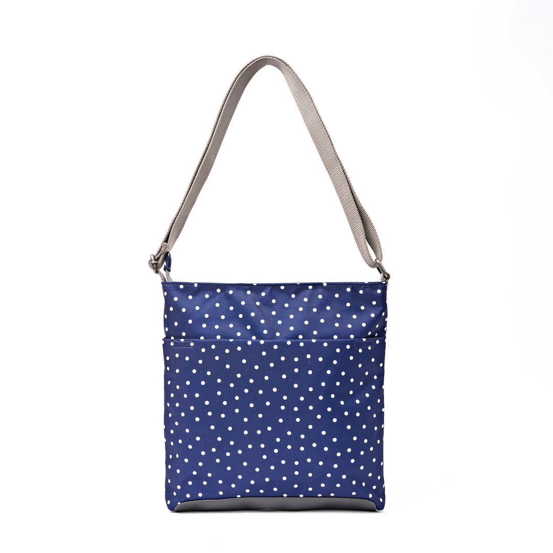 Kennington Crossbody Bag in Navy Polka Dot