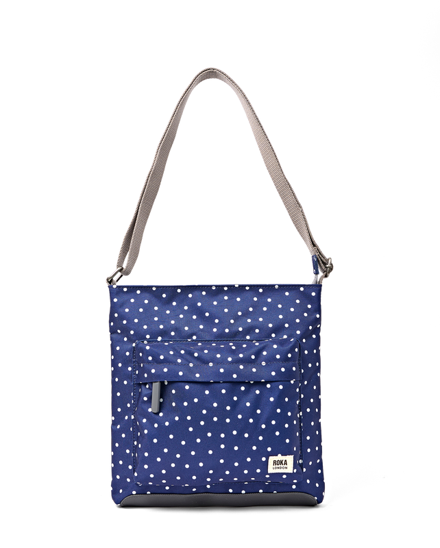 Kennington Crossbody Bag in Navy Polka Dot