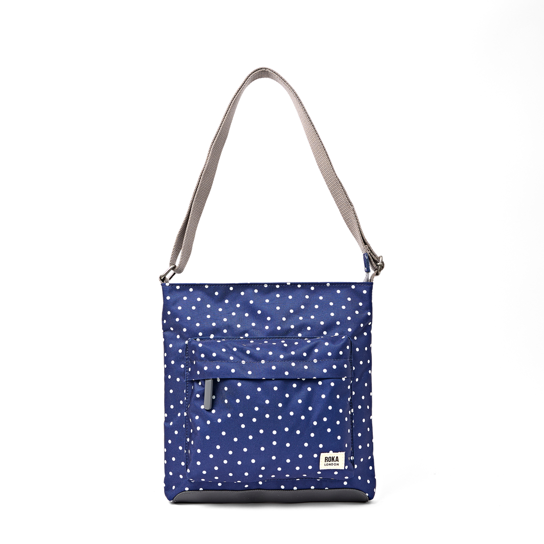 Kennington Crossbody Bag in Navy Polka Dot