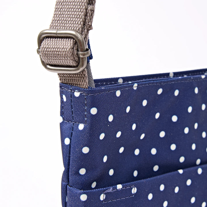 Kennington Crossbody Bag in Navy Polka Dot