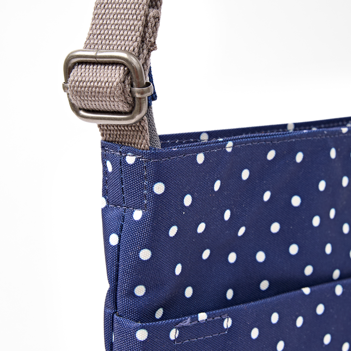 Kennington Crossbody Bag in Navy Polka Dot