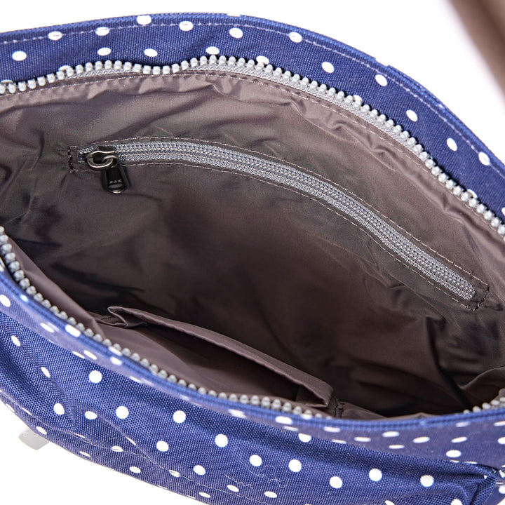 Kennington Crossbody Bag in Navy Polka Dot