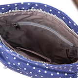 Kennington Crossbody Bag in Navy Polka Dot