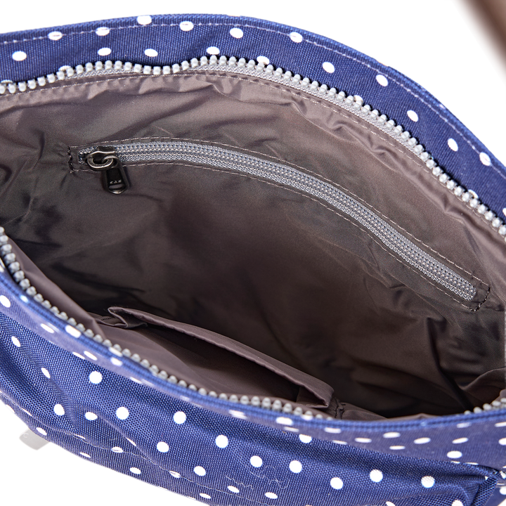 Kennington Crossbody Bag in Navy Polka Dot