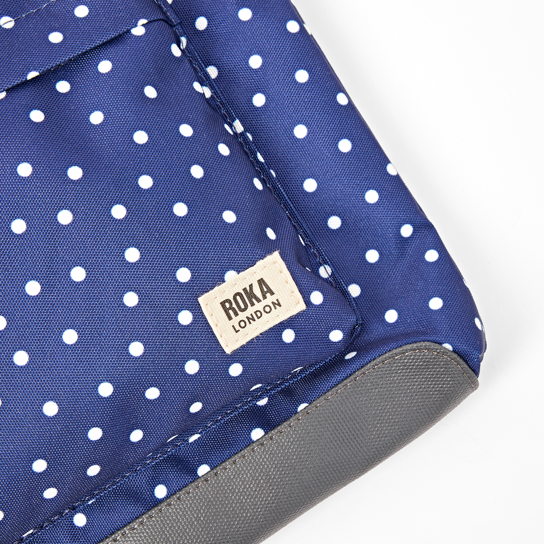 Kennington Crossbody Bag in Navy Polka Dot