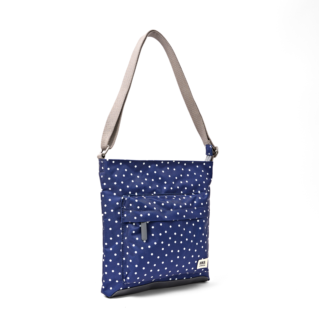 Kennington Crossbody Bag in Navy Polka Dot