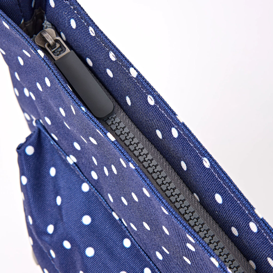 Kennington Crossbody Bag in Navy Polka Dot