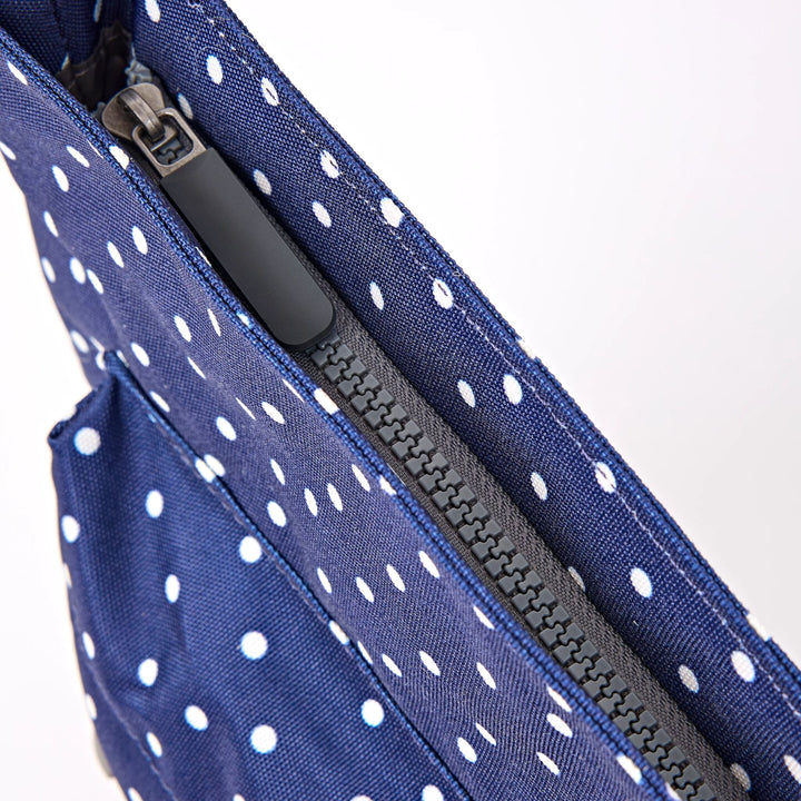 Kennington Crossbody Bag in Navy Polka Dot