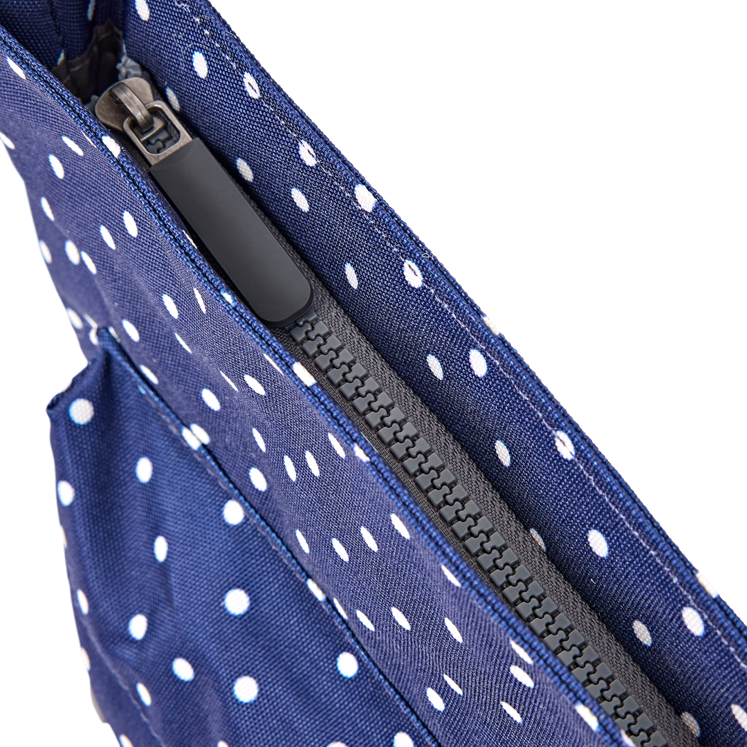 Kennington Crossbody Bag in Navy Polka Dot