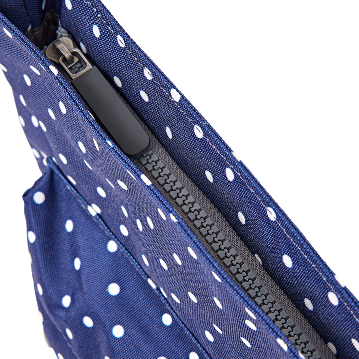 Kennington Crossbody Bag in Navy Polka Dot