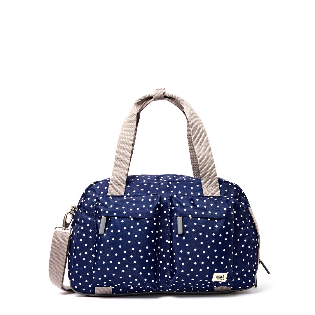 Gatwick Carry-On Duffel Bag in Navy Polka Dot