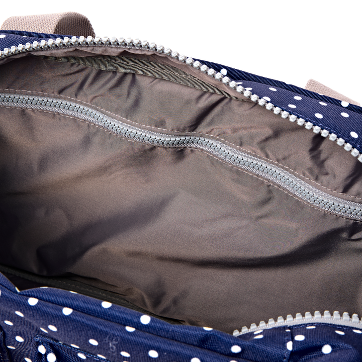 Gatwick Carry-On Duffel Bag in Navy Polka Dot
