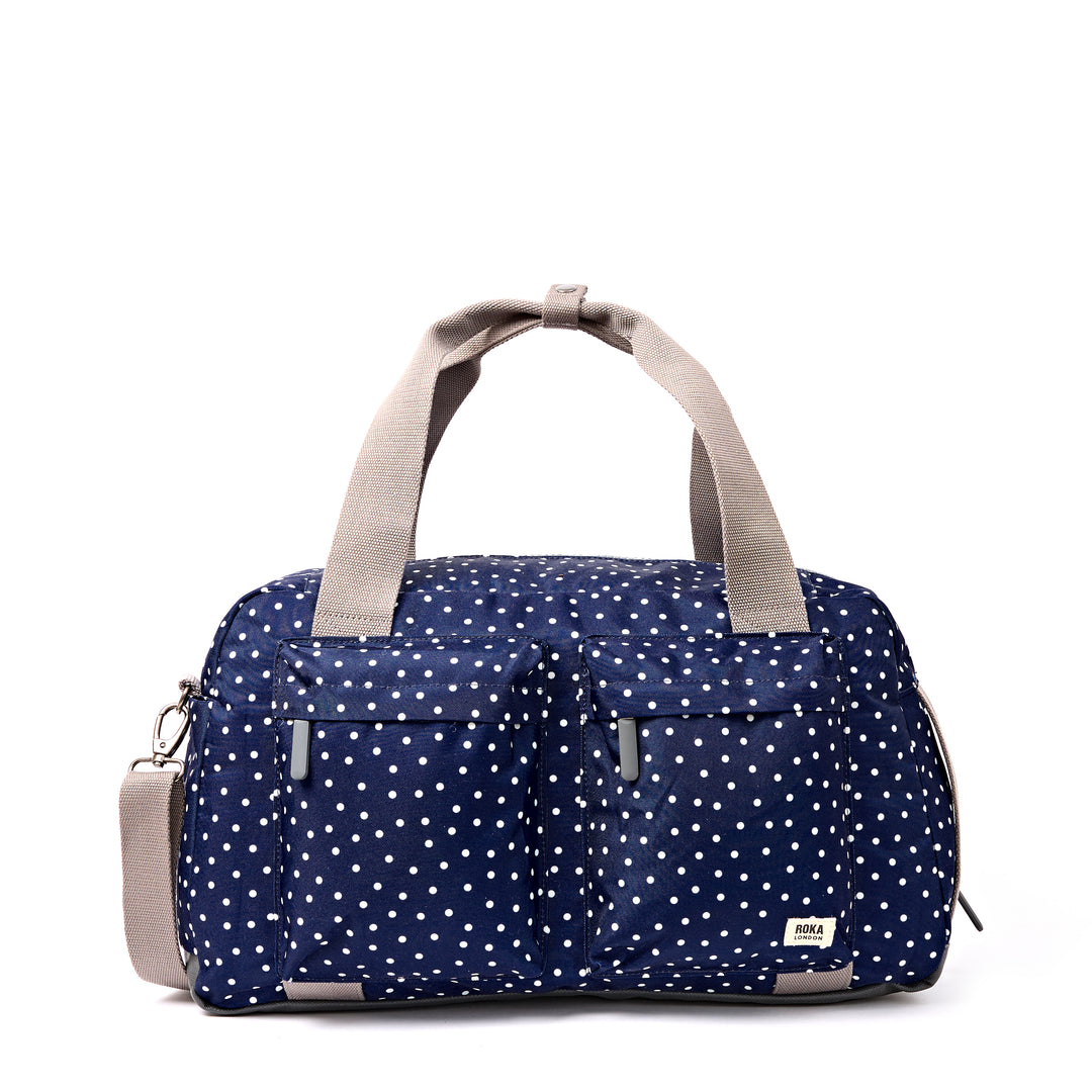 Gatwick Carry-On Duffel Bag in Navy Polka Dot