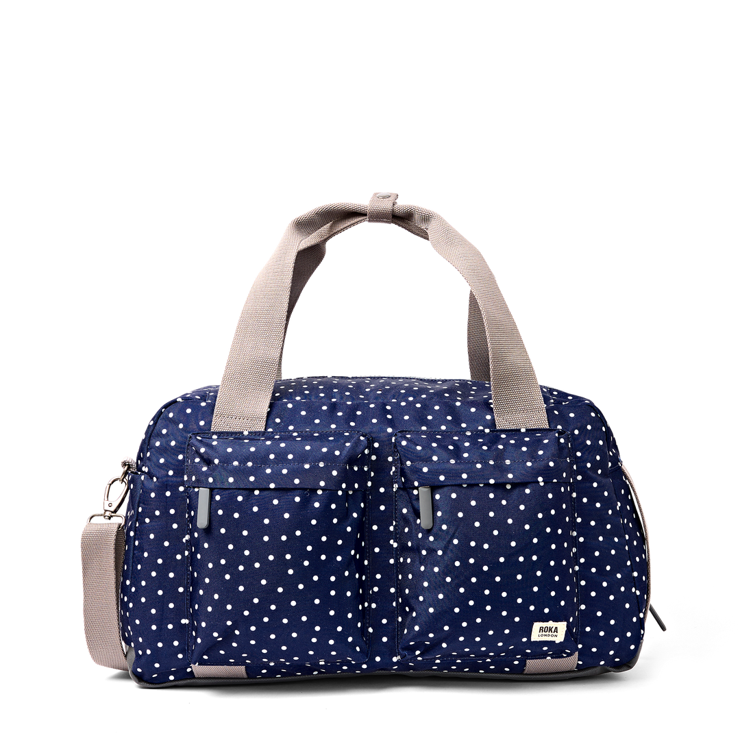 Gatwick Carry-On Duffel Bag in Navy Polka Dot