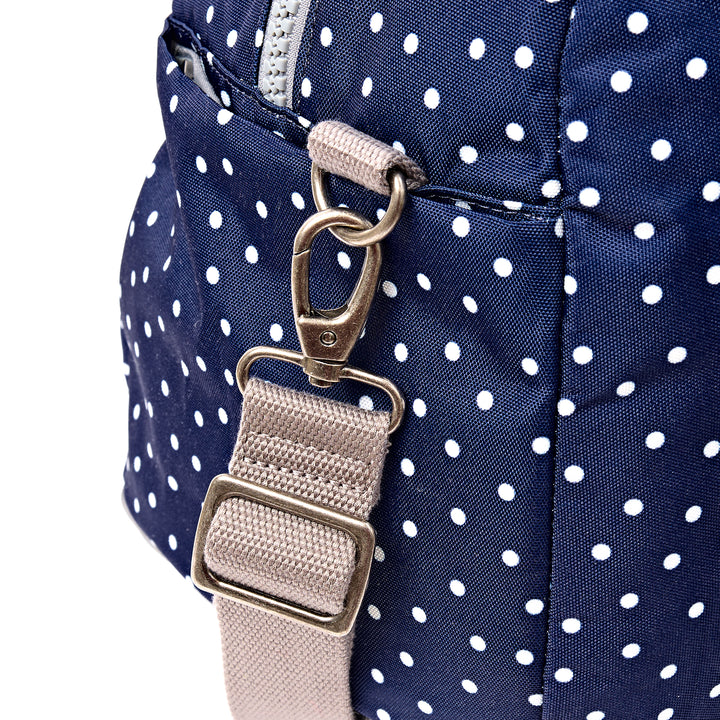Gatwick Carry-On Duffel Bag in Navy Polka Dot