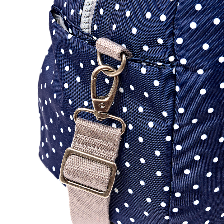 Gatwick Carry-On Duffel Bag in Navy Polka Dot