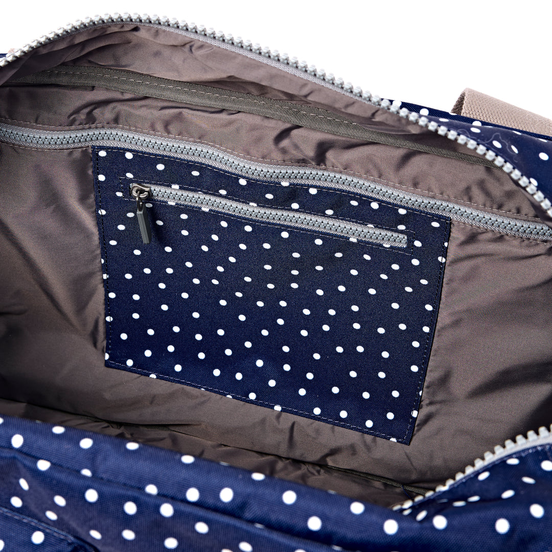 Gatwick Carry-On Duffel Bag in Navy Polka Dot