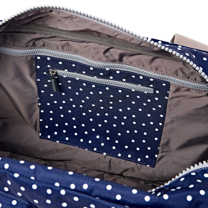 Gatwick Carry-On Duffel Bag in Navy Polka Dot