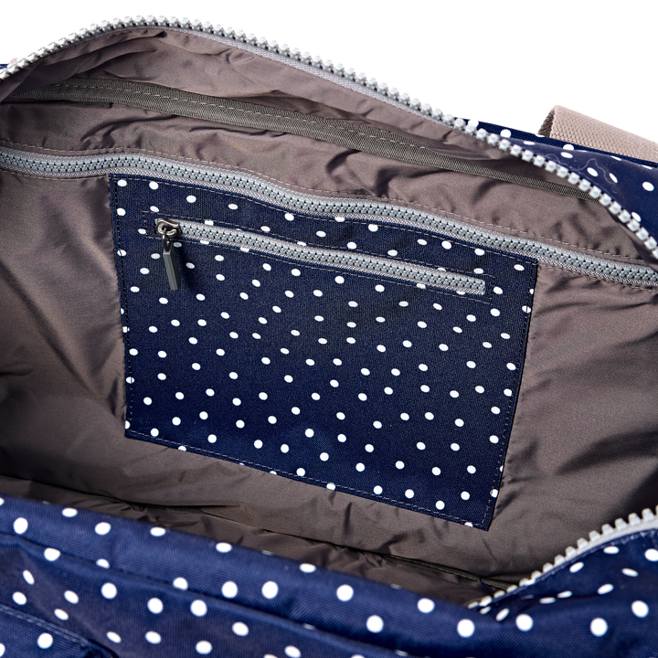 Gatwick Carry-On Duffel Bag in Navy Polka Dot