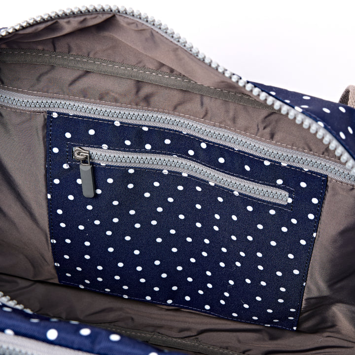 Gatwick Carry-On Duffel Bag in Navy Polka Dot