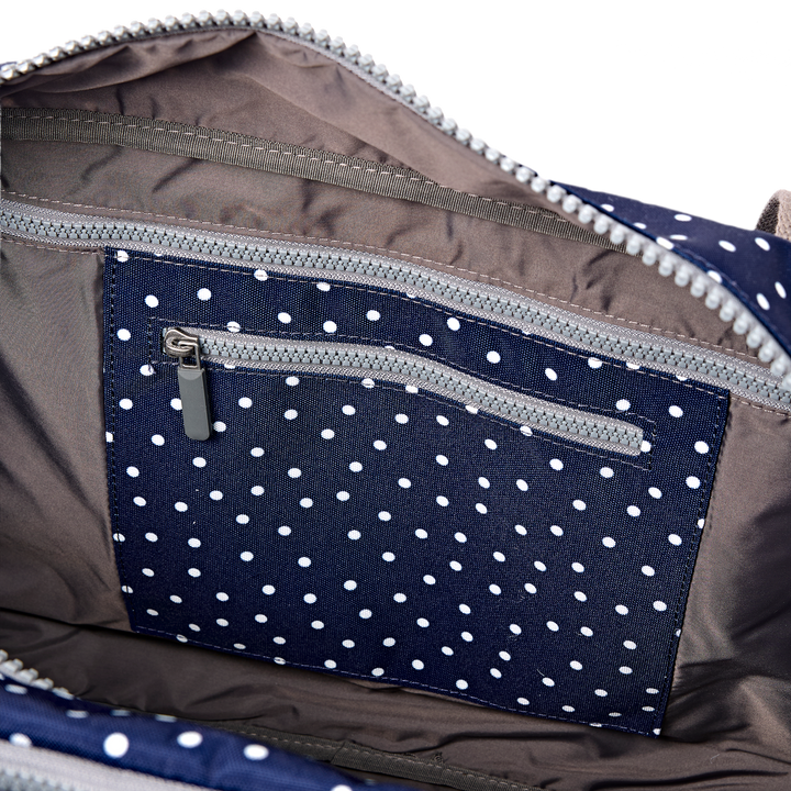Gatwick Carry-On Duffel Bag in Navy Polka Dot