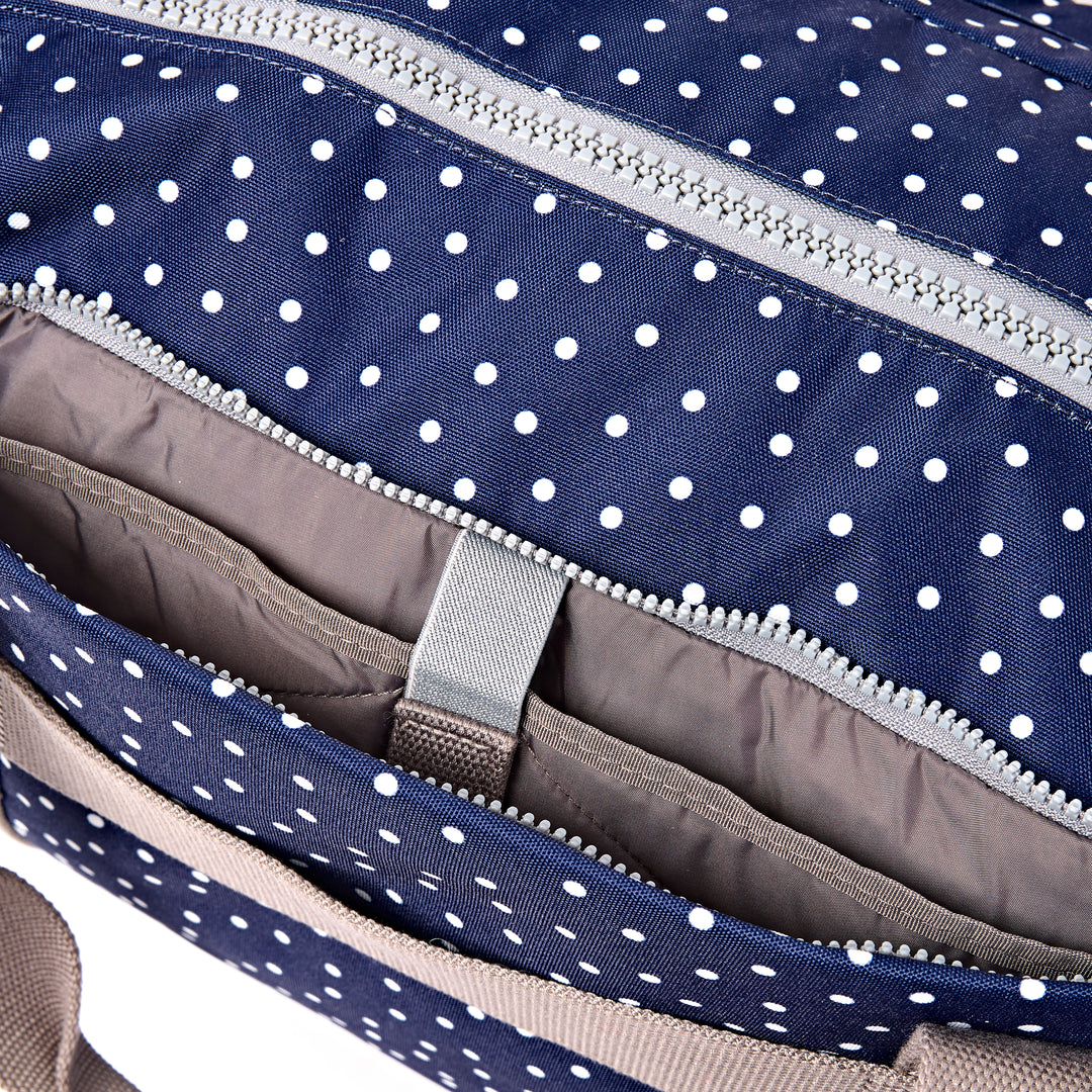 Gatwick Carry-On Duffel Bag in Navy Polka Dot