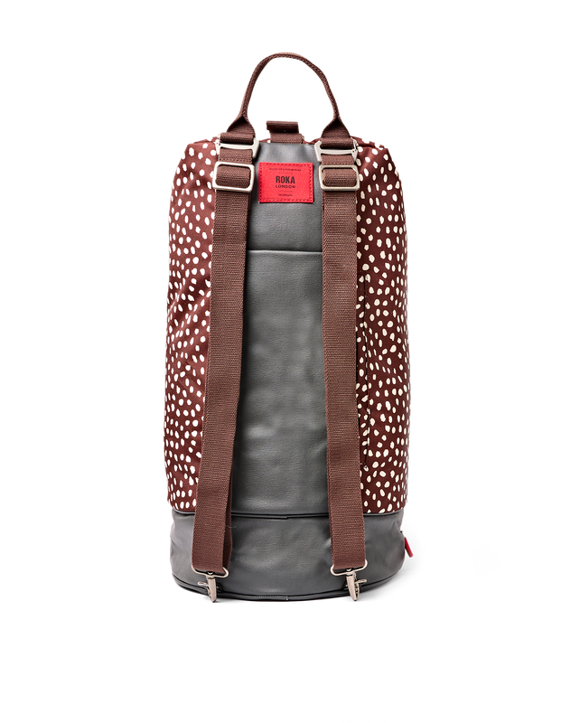 Heathrow Duffel Bag Backpack in Brown Dot