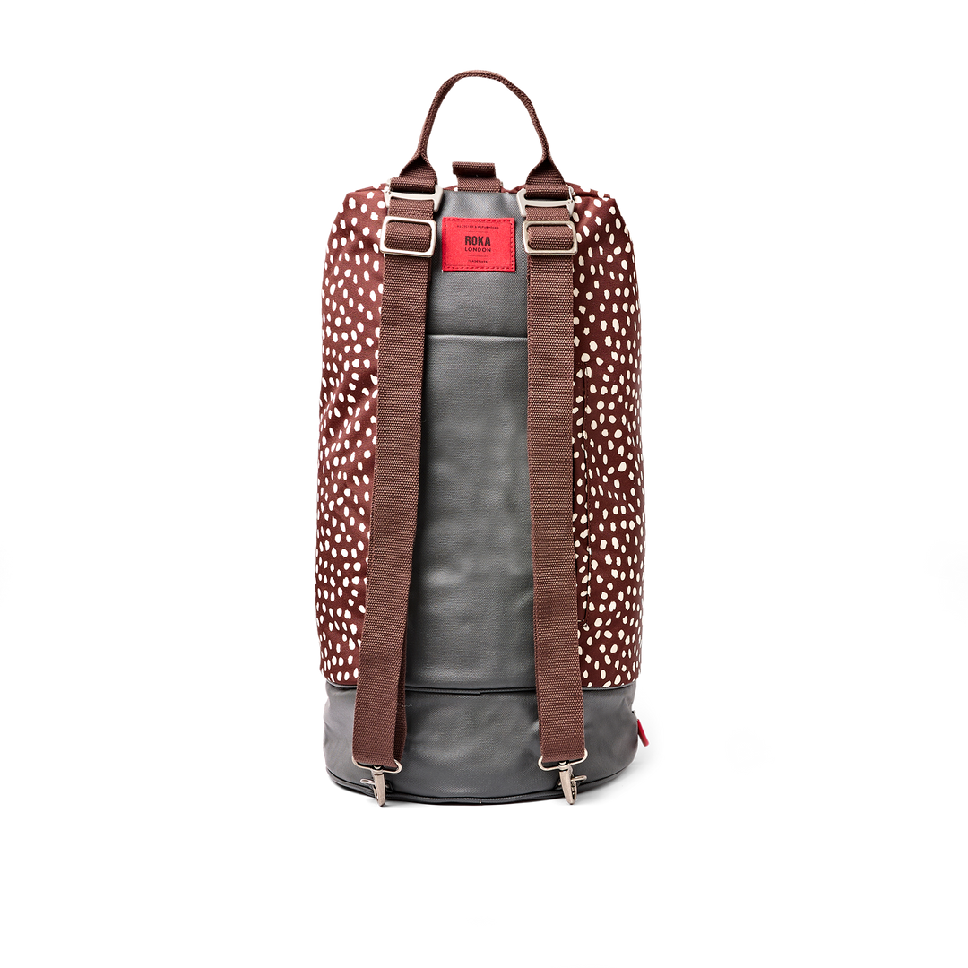 Heathrow Duffel Bag Backpack in Brown Dot