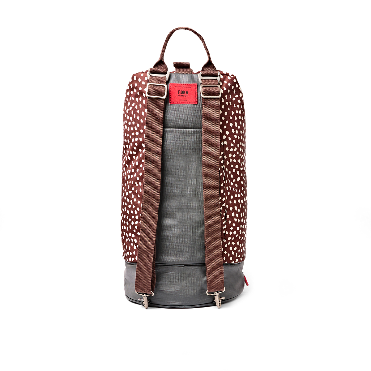 Heathrow Duffel Bag Backpack in Brown Dot