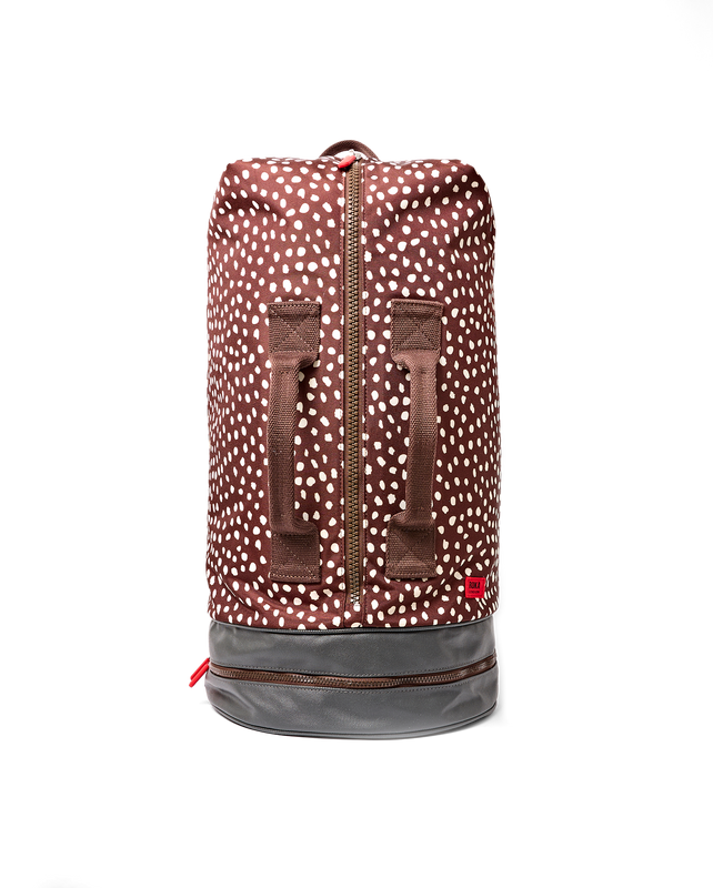 Heathrow Duffel Bag Backpack in Brown Dot