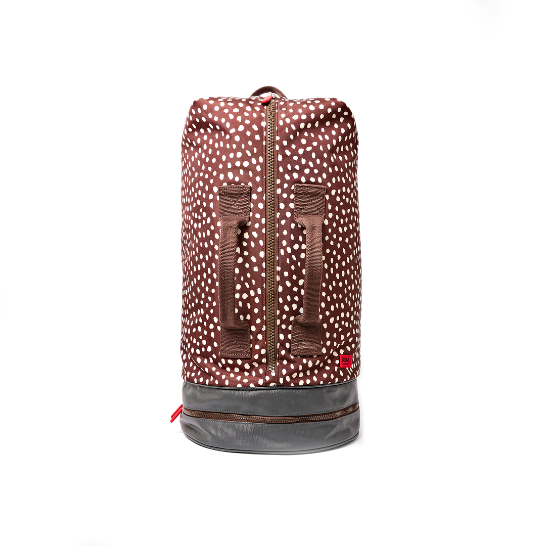 Heathrow Duffel Bag Backpack in Brown Dot
