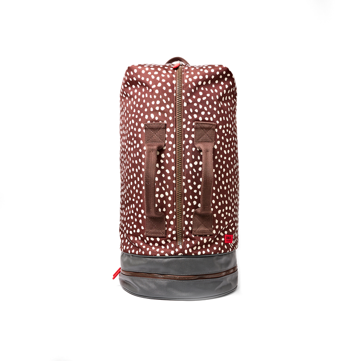 Heathrow Duffel Bag Backpack in Brown Dot