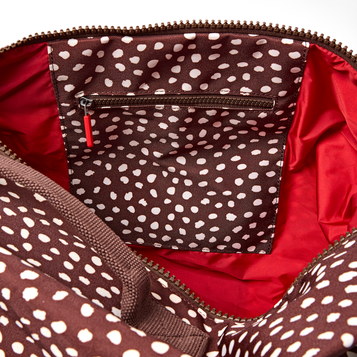 Heathrow Duffel Bag Backpack in Brown Dot